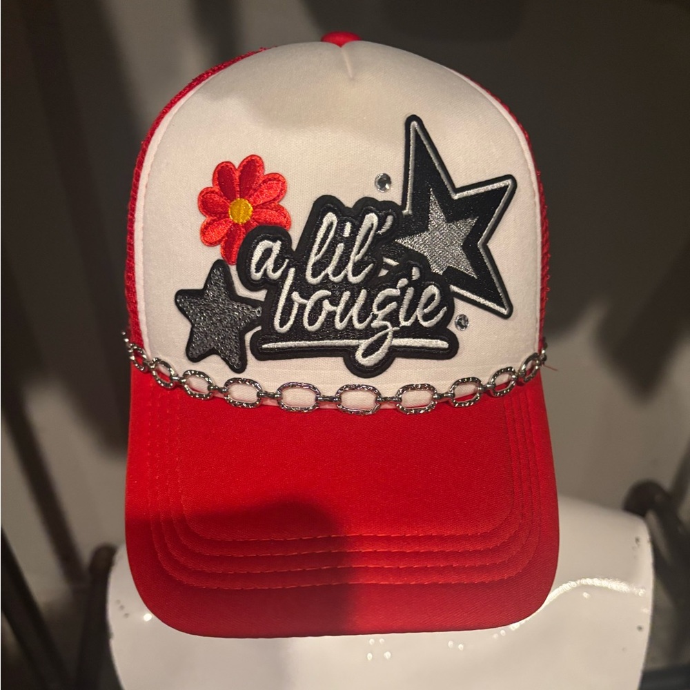 A Lil' Bougie Red and White Trucker Hat